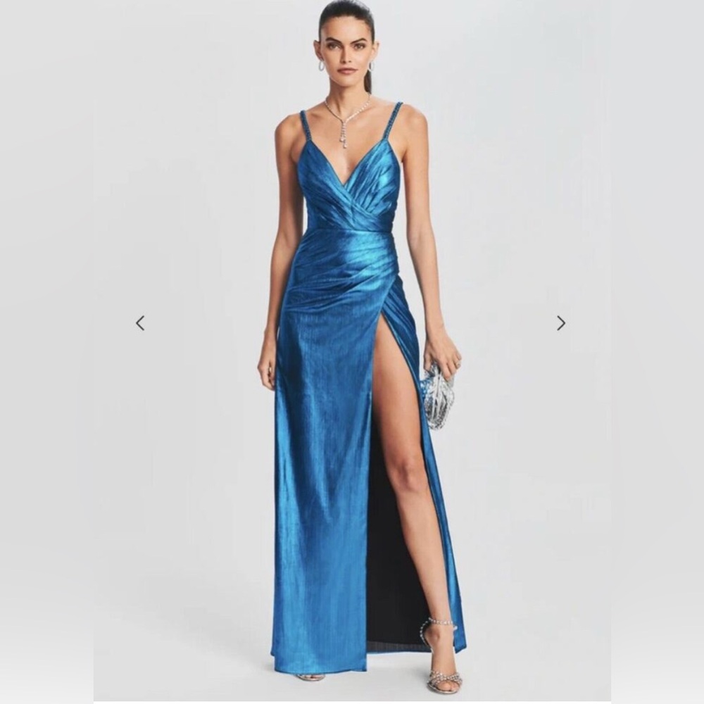 Retrofête Peacock Metallic Blue Yesi Dress XXS